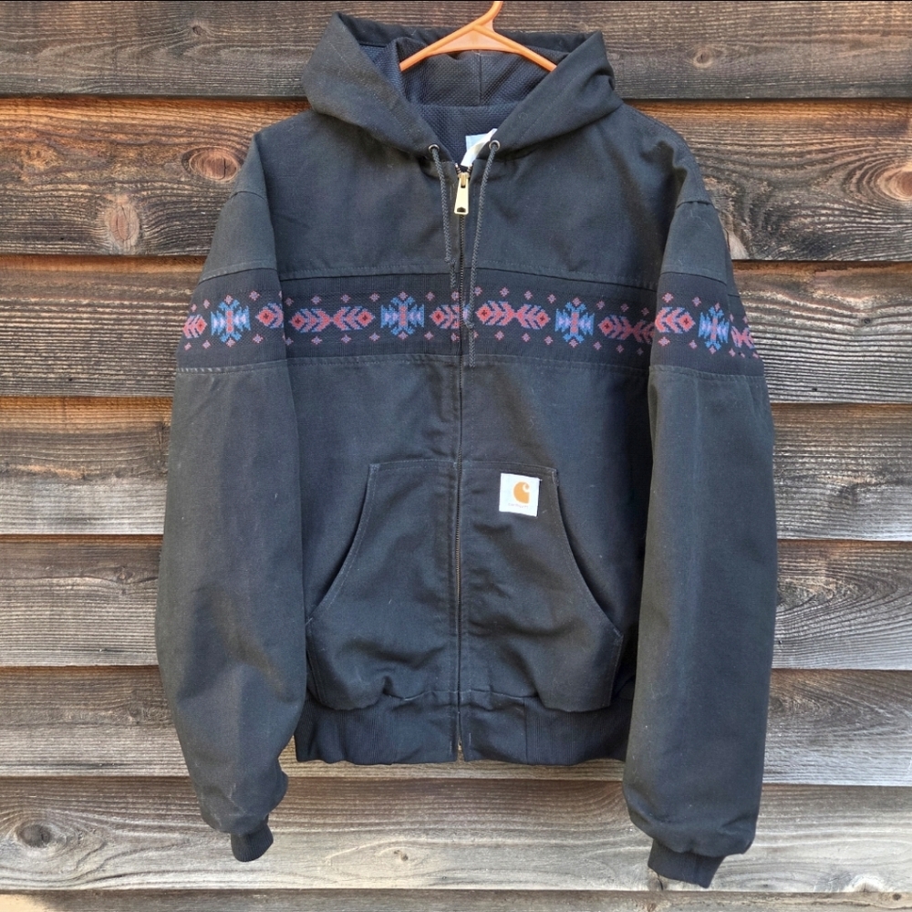 Carhartt Vintage Hooded Aztec Active Jacket in Black 1990